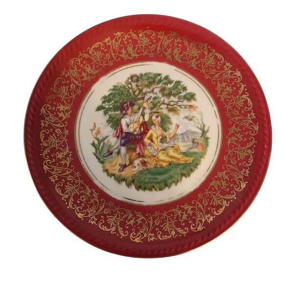 Winterling Bavaria Germany Courting Couple Plate With Gold Accents Set of 3 - Picture 2 of 8